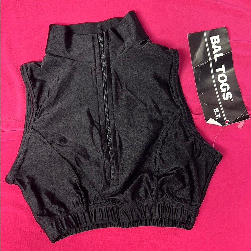 Zip-Front Midriff Spandex Cheer & Dance Top NWT